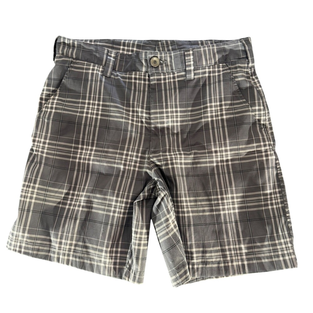 Under Armour Golf Shorts Mens 34 Plaid Performance Stretch Flat Front